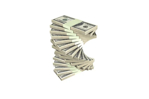 Pilha de cem dólares Notas de banco Render — Fotografia de Stock