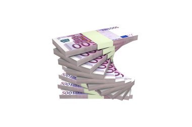 Beş Yüz Euro Banknotes Render Yığını