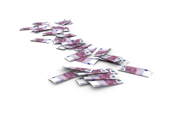 Euro Banknotes Flying and Dropping on White — Stock Photo, Image