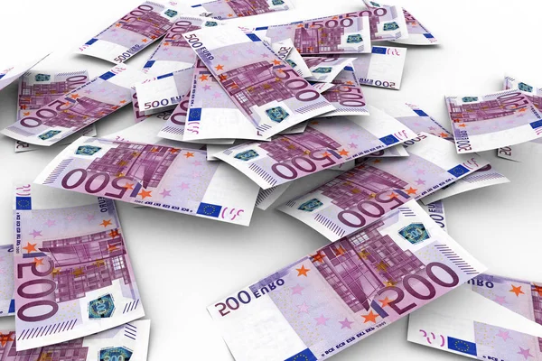 Euro Banknotes Flying and Dropping on White — Stock Photo, Image