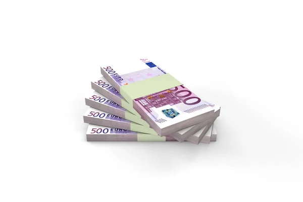 五百欧元钞票的堆栈渲染 — 图库照片