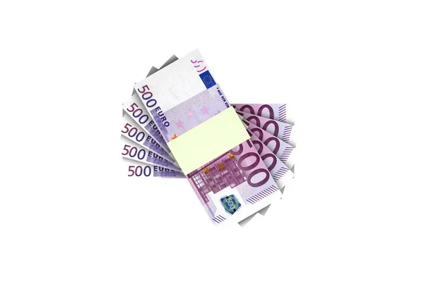 Pila de quinientos billetes de euro Render — Foto de Stock