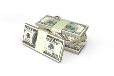 Yüz Dolar Banknotlar Render Yığını