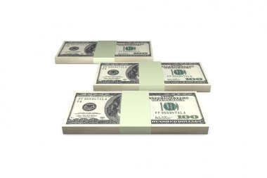 Yüz Dolar Banknotlar Render Yığını