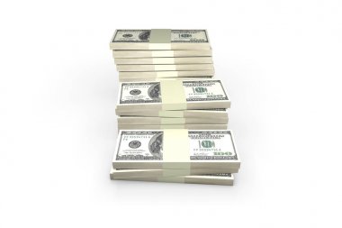 Yüz Dolar Banknotlar Render Yığını