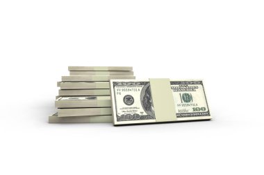 Yüz Dolar Banknotlar Render Yığını