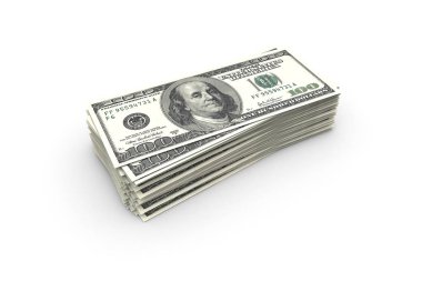 Yüz Dolar Banknotlar Render Yığını