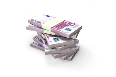 Beş Yüz Euro Banknotes Render Yığını