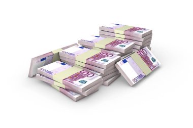 Beş Yüz Euro Banknotes Render Yığını