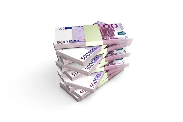 Pila da 500 Euro Banconote Render — Foto Stock