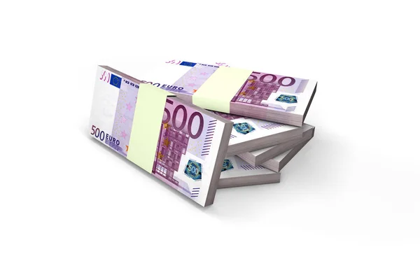 Pila de quinientos billetes de euro Render — Foto de Stock