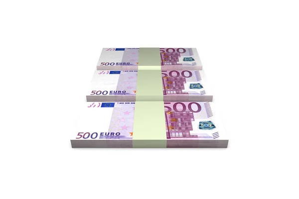 Stack of Five Hundred Euro Banknotes Render — Stock Photo, Image