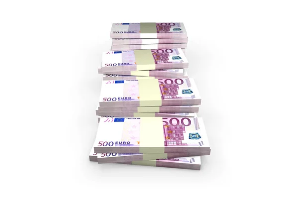 Stack of Five Hundred Euro Banknotes Render — Stock Photo, Image