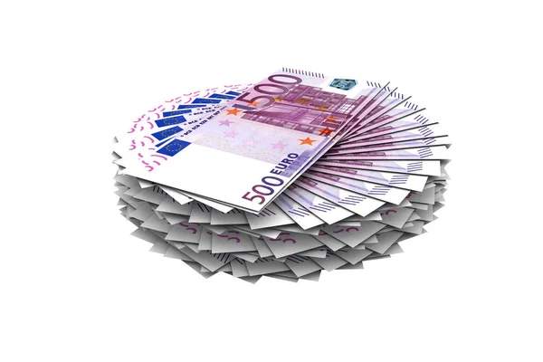 Stack of Five Hundred Euro Banknotes Render — Stock Photo, Image