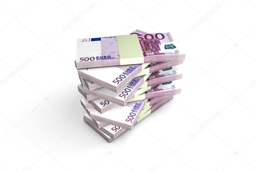 Stack of Five Hundred Euro Banknotes Render