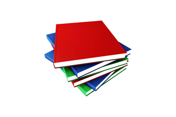 Colorful Book Stack on White with Blank Cover