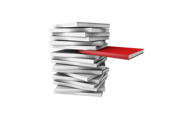 Red Book Standing Out Between White Blank — Stock Photo, Image