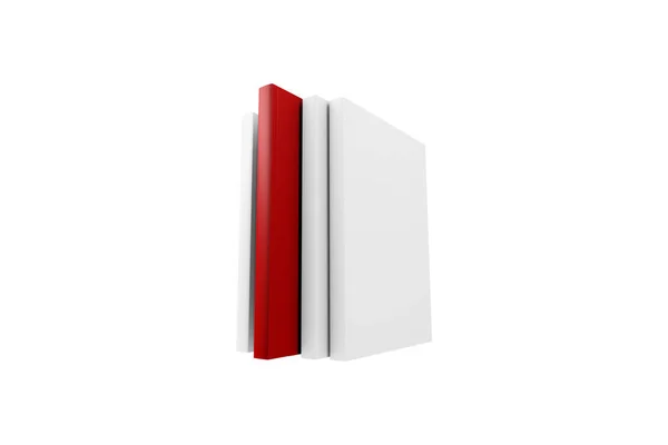 Czerwony Księga stojący na zewnątrz pomiędzy biały blank — Zdjęcie stockowe