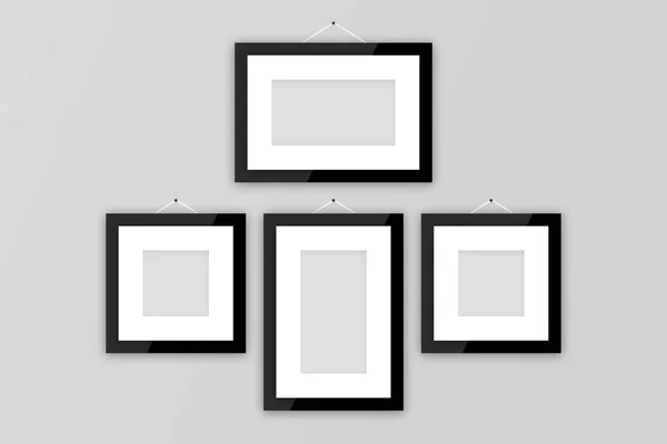 Blank Photo Frames on Gray Wall — Stock Photo, Image