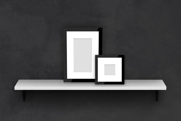 Blank Photo Frames with Shelf on Wall