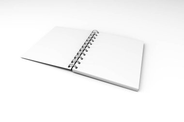 White Mock Yukarı Spiral Aç Not Defteri 3d