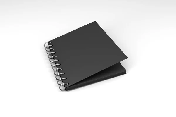 Black Mock Up Spiral Cover Notebook 3D — Stock Photo, Image