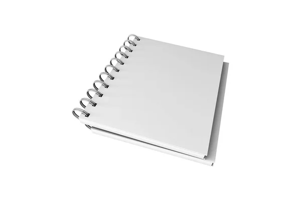 Λευκό mock up σπειροειδές εξώφυλλο σημειωματάριο 3d — Φωτογραφία Αρχείου