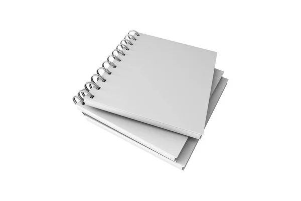 白色模拟螺旋形封面笔记本3D — 图库照片