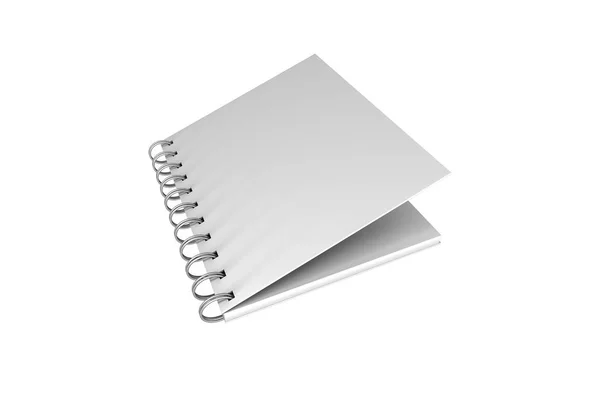ホワイトモックアップスパイラルカバーノートブック3D — ストック写真