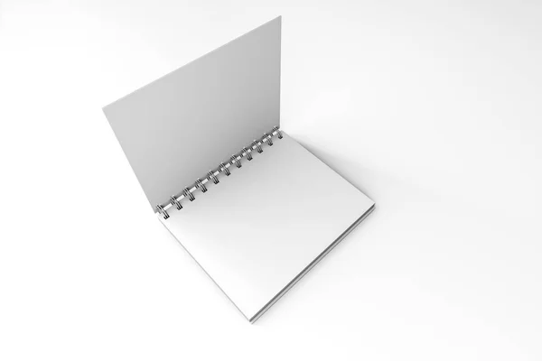 White Mock Up Spiral Open Notebook 3D — Stock Photo, Image