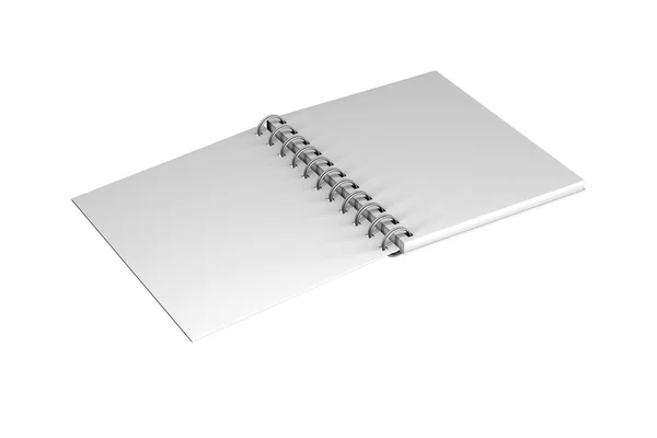 Bianco finto spirale aperto notebook 3D — Foto Stock
