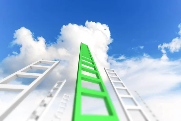 Ladder naar bewolkt hemel staand concept — Stockfoto