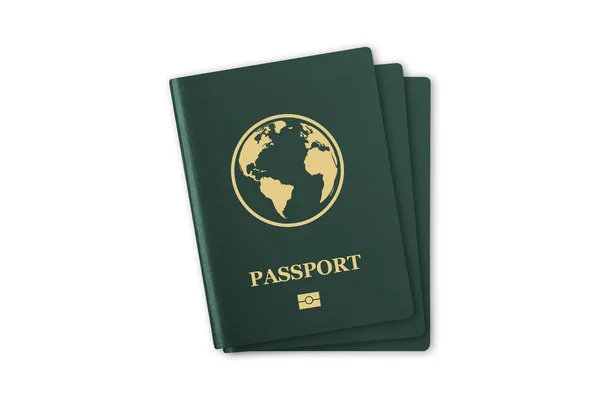Passaporte Internacional Verde Realista sobre Branco — Fotografia de Stock
