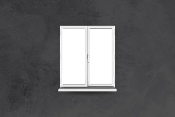 Fenster an Grunge-Wand auf weiß — Stockfoto