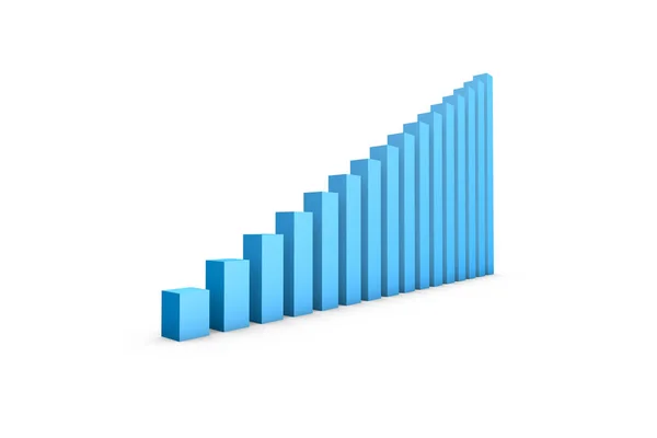 Blauw gekleurde groei grafiek n wit — Stockfoto
