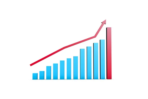 Wzrost biznes rosnący wykres z czerwoną strzałką — Zdjęcie stockowe