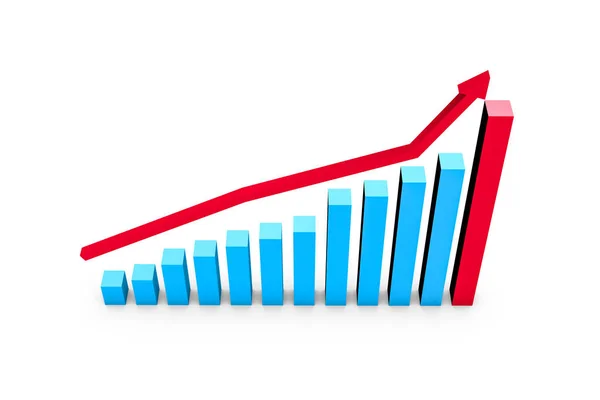 Gráfico de crecimiento del negocio con flecha roja —  Fotos de Stock