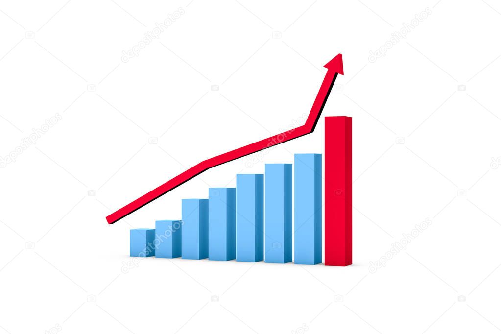 Business Growth Increasing Chart with Red Arrow