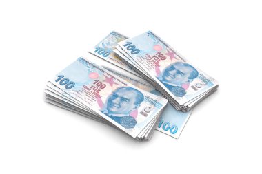 Beyaz Üzerine Türk Lirası Banknotlar Destesi
