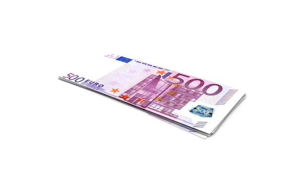 Палуба из пятисот евро банкнот на белом — стоковое фото