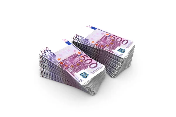 Deck of Five Hundred Euro Banknotes on White — Stock Photo, Image