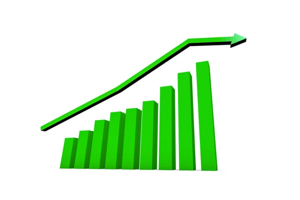 Gráfico de crescimento de negócios com seta verde — Fotografia de Stock