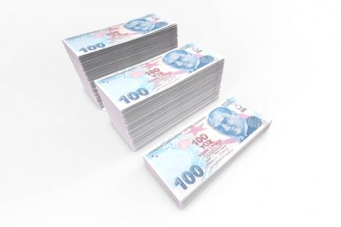Beyaz Üzerine Türk Lirası Banknotlar Destesi