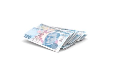 Türk Lirası Banknotlar Beyazın Üzerine Düşüp Uçuyor