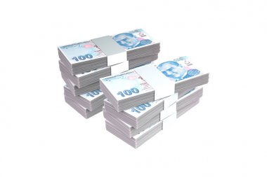 Beyaz Üzerine Türk Lirası Banknotlar Destesi