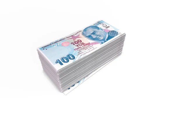 Cubierta de Liras Turcas Billetes en Blanco — Foto de Stock