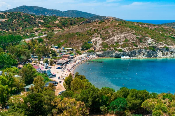 Top View Beach partvidék in Phocaea — Stock Fotó