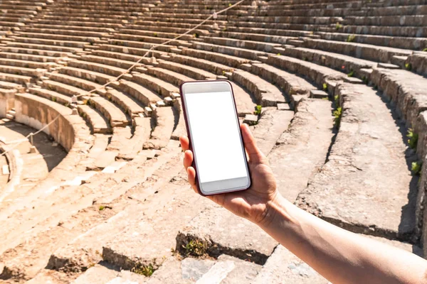 Blank Screen Smart Phone in Ancient Theatre