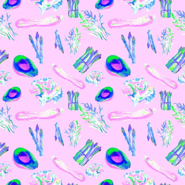 Vegetables Seamless Pattern with Stripes. Repeatable Pattern with Healthy Food.