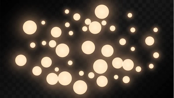 Många slumpmässiga faller guldstjärnor konfetti på svart bakgrund. Vector stjärnor Sky — Stock vektor
